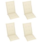 vidaXL Chaises de jardin lot de 4 avec coussins crème Bois teck solide