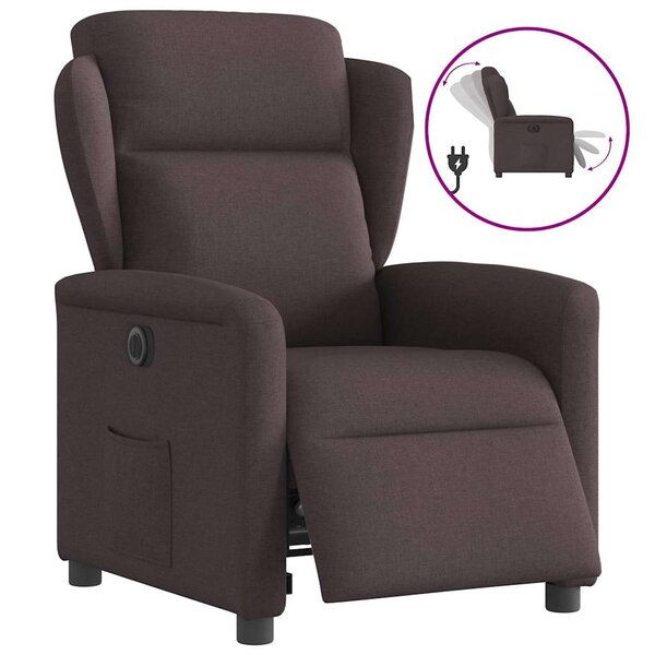 vidaXL Fauteuil inclinable électrique Marron foncé Tissu