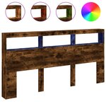 vidaXL Armoire tête de lit avec LED chêne fumé 200x17x102 cm
