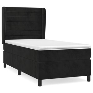 vidaXL Sommier à lattes de lit avec matelas Noir 100x200 cm Velours