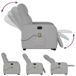 vidaXL Fauteuil inclinable de massage électrique gris nuage tissu