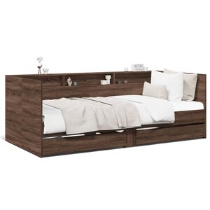 vidaXL Lit de jour avec tiroirs sans matelas chêne marron 90x190 cm