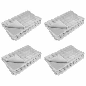 vidaXL Couverture en Fourrure de Lapin Synthétique Olite 4 Pièces Gris