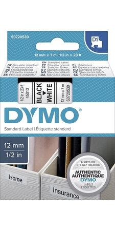 DYMO cassette ruban D1 12mm x 7m Noir/Blanc (compatible avec les  LabelManager et les LabelWriter Duo) - La Poste
