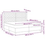 lit box spring vidaXL avec matelas et lumière LED gris clair 200x200 cm en velours