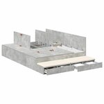 vidaXL Cadre de lit avec rangement Gris béton 140 cm Bois d'ingénierie