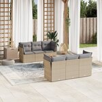 vidaXL Salon de jardin avec coussins 7 Pièces beige résine tressée