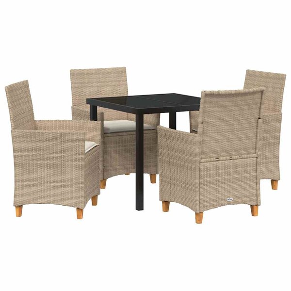vidaXL Ensemble de salle à manger pour jardin 5 Pièces Beige polyrotin