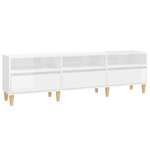 vidaXL Meuble TV blanc brillant 150x30x44 5 cm bois d'ingénierie