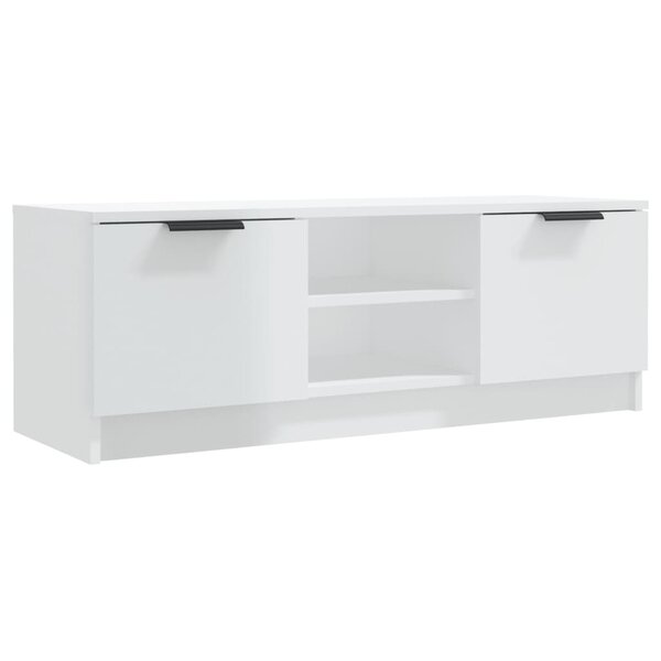 vidaXL Meuble TV Blanc brillant 102x35x36 5 cm Bois d'ingénierie
