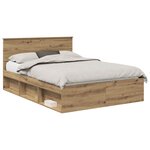 vidaXL Cadre de lit Chêne artisan 135 x 190 cm Pin massif