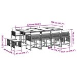 vidaXL Ensemble à manger de jardin avec coussins 13 Pièces marron rotin