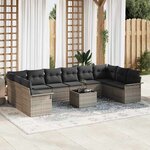 vidaXL Ensemble de canapé de jardin 11 Pièces Gris Poly rotin
