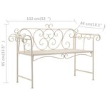 vidaXL Banc de jardin 132 cm Métal Antique Blanc