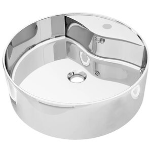 vidaXL Lavabo avec trop-plein 46 5 x 15 5 cm Céramique Argenté
