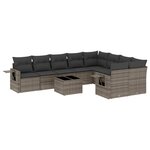 vidaXL Salon de jardin avec coussins 10 Pièces gris résine tressée