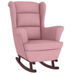 vidaXL Fauteuil à bascule à oreilles en velours rose bois massif