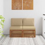 vidaXL 2 Pièce Sofa de milieu extérieur Bois d'Acacia Massif Naturel