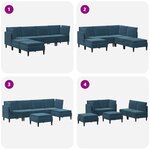 vidaXL Ensemble de meubles pour le salon 6 Pièces Bleu Velours