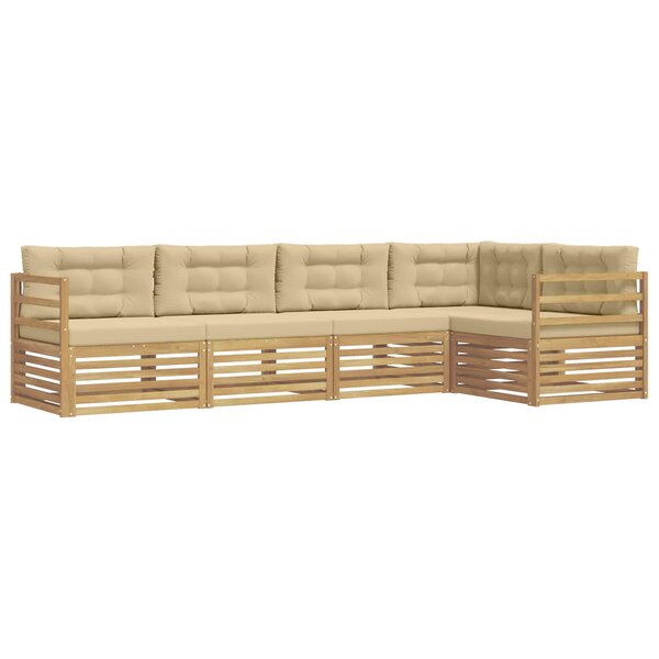 vidaXL Ensemble de canapés d'extérieur 5 pc Blanc et Beige Polyester