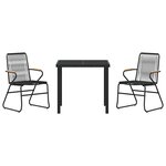 vidaXL Ensemble de salle à manger pour jardin 3 Pièces Noir Rattan PVC