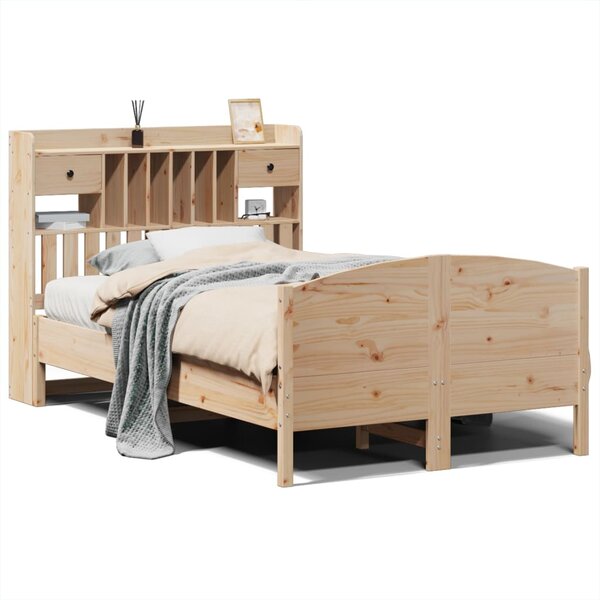 vidaXL Lit bibliothèque sans matelas 135x190 cm bois de pin massif