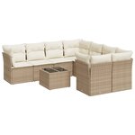 vidaXL Salon de jardin avec coussins 9 Pièces beige résine tressée