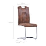 vidaXL Chaises à manger cantilever lot de 4 marron similicuir daim