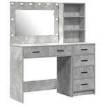 Ensemble de coiffeuse en 2 pièces avec LED en bois d'ingénierie gris béton