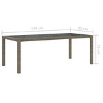 vidaXL Table de jardin Gris 190x90x75 cm Verre trempé/résine tressée