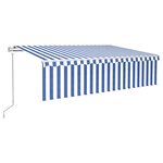 vidaXL Auvent automatique rétractable avec store 6x3 m Bleu et blanc