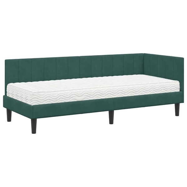 vidaXL Cadre de lit d'angle Vert foncé 80 x 200 cm Velours