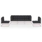 vidaXL Salon de jardin 5 Pièces avec coussins Bois de pin massif