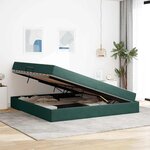 vidaXL Lit avec rangement et matelas Vert foncé 200 x 200 cm Velours