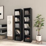 vidaXL Armoires à CD 2 Pièces Noir 21x16x93 5 cm Bois d'ingénierie