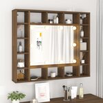 vidaXL Armoire à miroir avec LED Chêne marron 91x15x76 5 cm