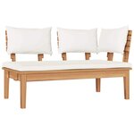 vidaXL Ensemble de banc de jardin avec coussin 4 Pièces Marron  Crème