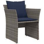 vidaXL Chaise de jardin avec tabouret gris résine tressée