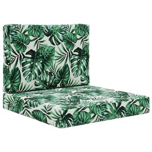 vidaXL Coussin de canapé d'extérieur 2 Pièces Motif feuille Polyester