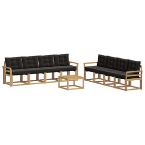 vidaXL Ensemble de canapés d'extérieur 9 pc Blanc et noir