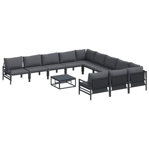 vidaXL Ensemble de canapé de jardin 12 pc Noir Acier