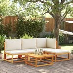 vidaXL Salon de jardin avec coussins 5 Pièces Bois d'acacia solide