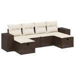 vidaXL Salon de jardin avec coussins 6 Pièces marron résine tressée