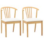 vidaXL Chaise de salle à manger 2 Pièces Naturel et Blanc