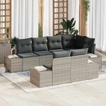 vidaXL Ensemble de canapé de jardin 7 Pièces Gris clair Poly rotin