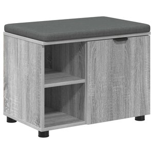 vidaXL Banc d'entrée avec coussin Uni Gris Sonoma 60 x 38 x 46 cm