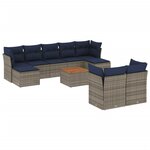 vidaXL Salon de jardin 10 Pièces avec coussins gris résine tressée