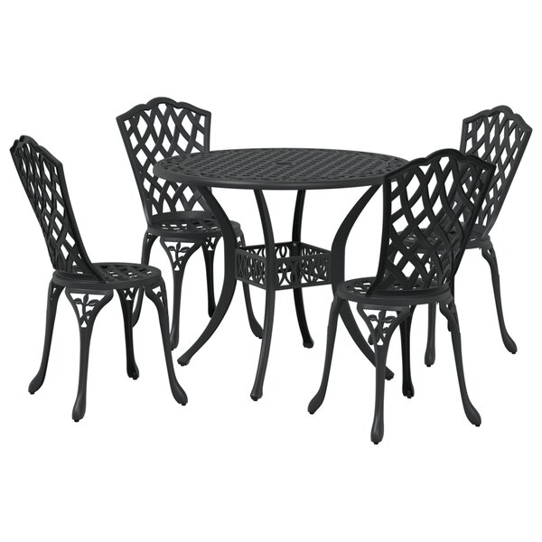 Ensemble de jardin 5 pièces vidaXL en aluminium coulé noir
