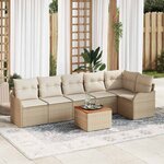 vidaXL Ensemble de canapé de jardin 7 Pièces Beige Poly rotin