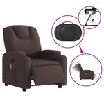 vidaXL Fauteuil de massage inclinable électrique Marron foncé Tissu